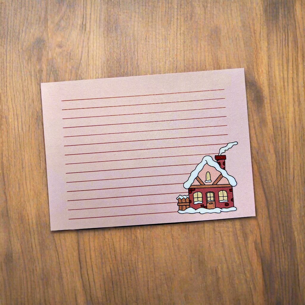 Winter Cabin Sticky Note with Lines