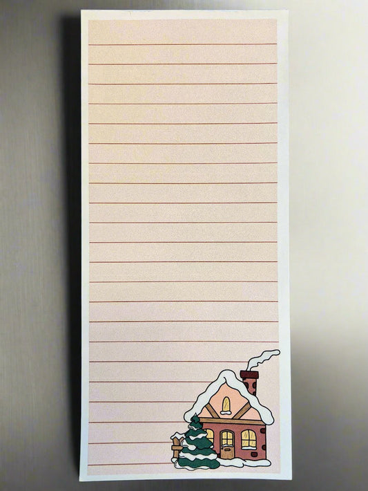 Snowy Cabin Magnetic Notepad